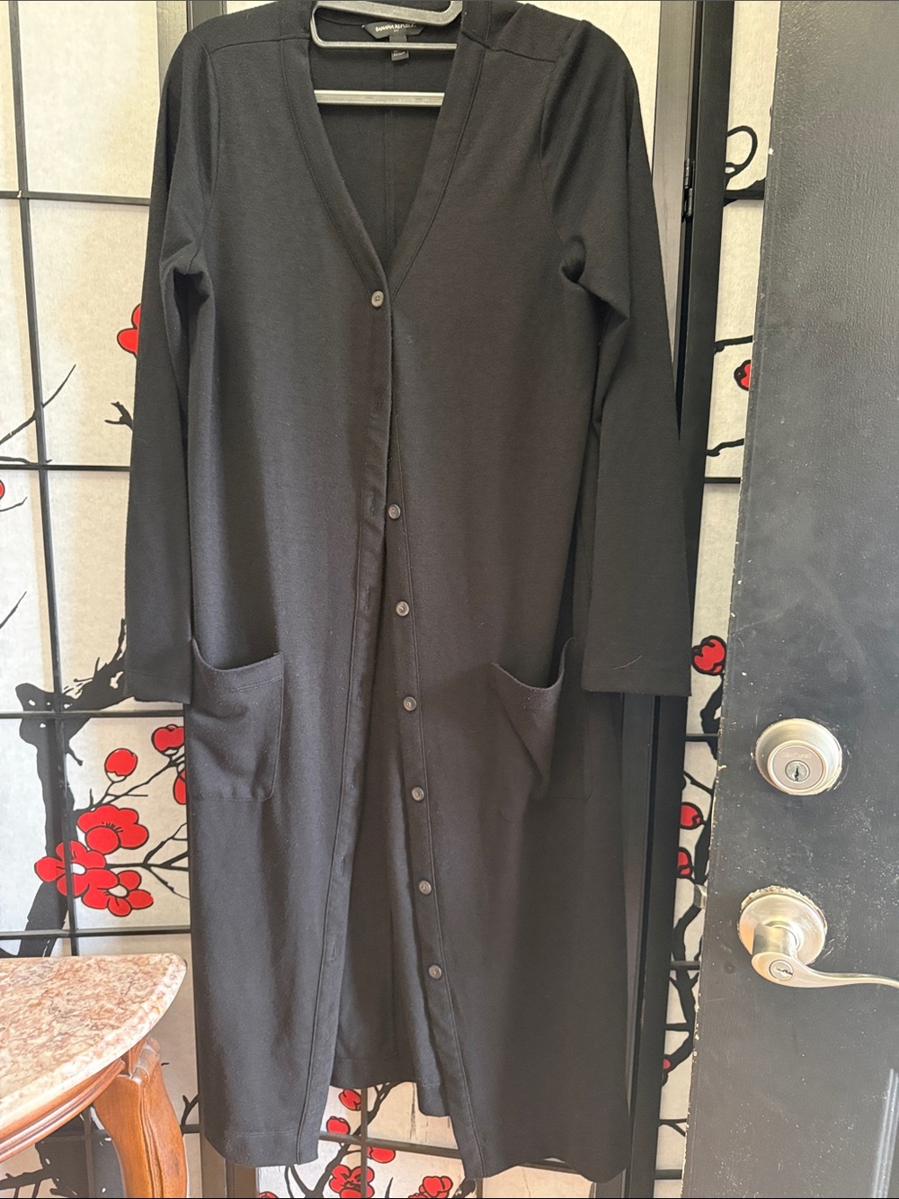 Banana Republic Duster Style  Black Button-Front Cardigan